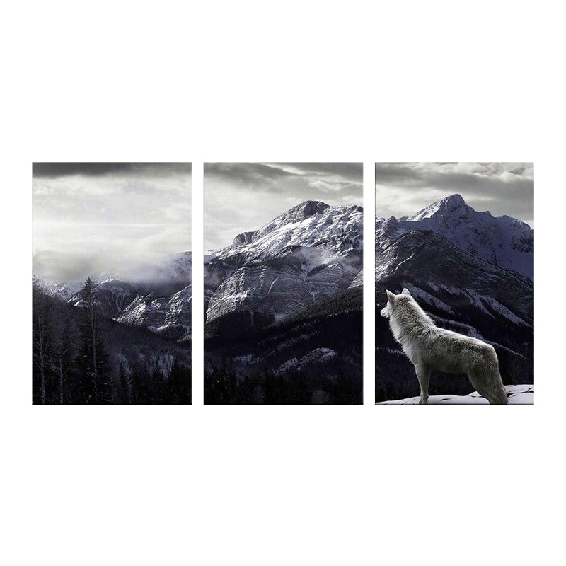 Tableau Loup des montagnes, triptyque